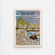 Sea Point travel poster natural wood frame