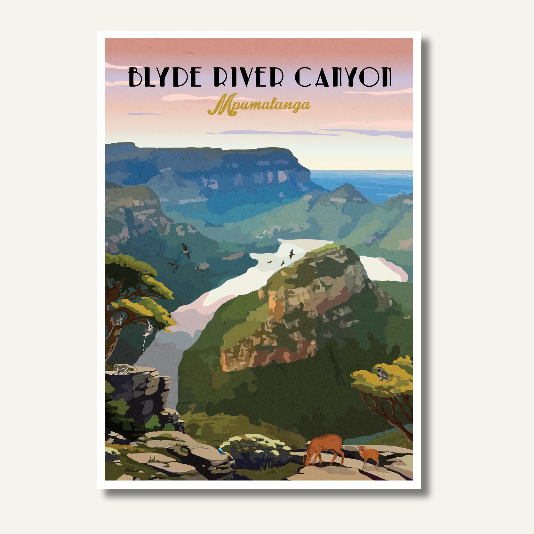 Roam Blyde River Canyon Vintage Style South African Travel Poster