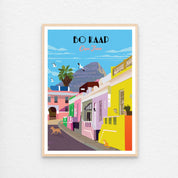 Bo kaap vintage minimalist poster wall art print a with natural wood frame