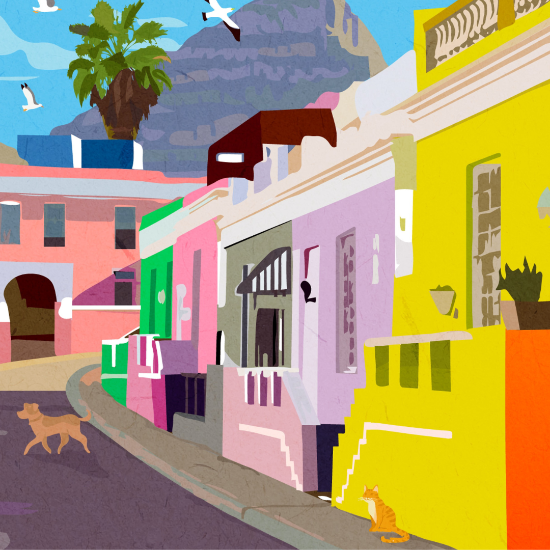 Bo Kaap Cape Town Travel Poster Vintage Style Minimalist Wall Art Decor 
