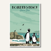 Boulders Beach Simons Town Vintage Illustrated Poster Wall Art