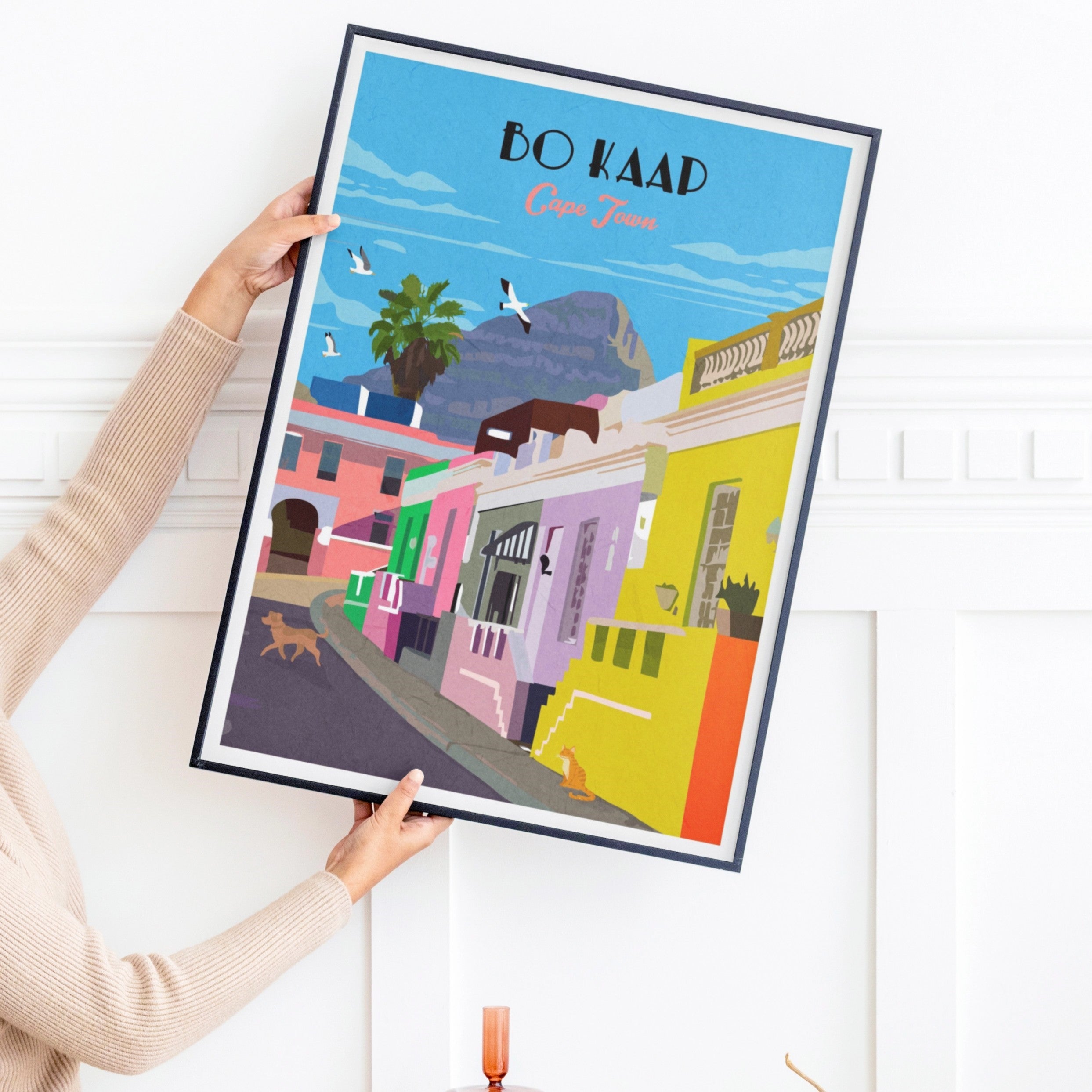 Bo Kaap Cape Town Travel Poster Vintage Style Minimalist Wall Art Decor 