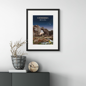 Illustrated Cederberg poster featuring South Africa’s rocky mountains and rugged landscapes – nature-inspired wall art perfect for home decor, hiking lovers, and travel enthusiasts.