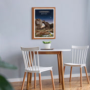 Illustrated Cederberg poster featuring South Africa’s rocky mountains and rugged landscapes – nature-inspired wall art perfect for home decor, hiking lovers, and travel enthusiasts.