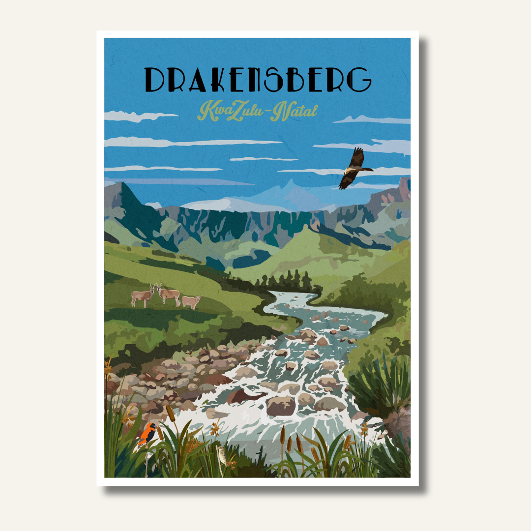 Roam Drakensberg travel poster artwork