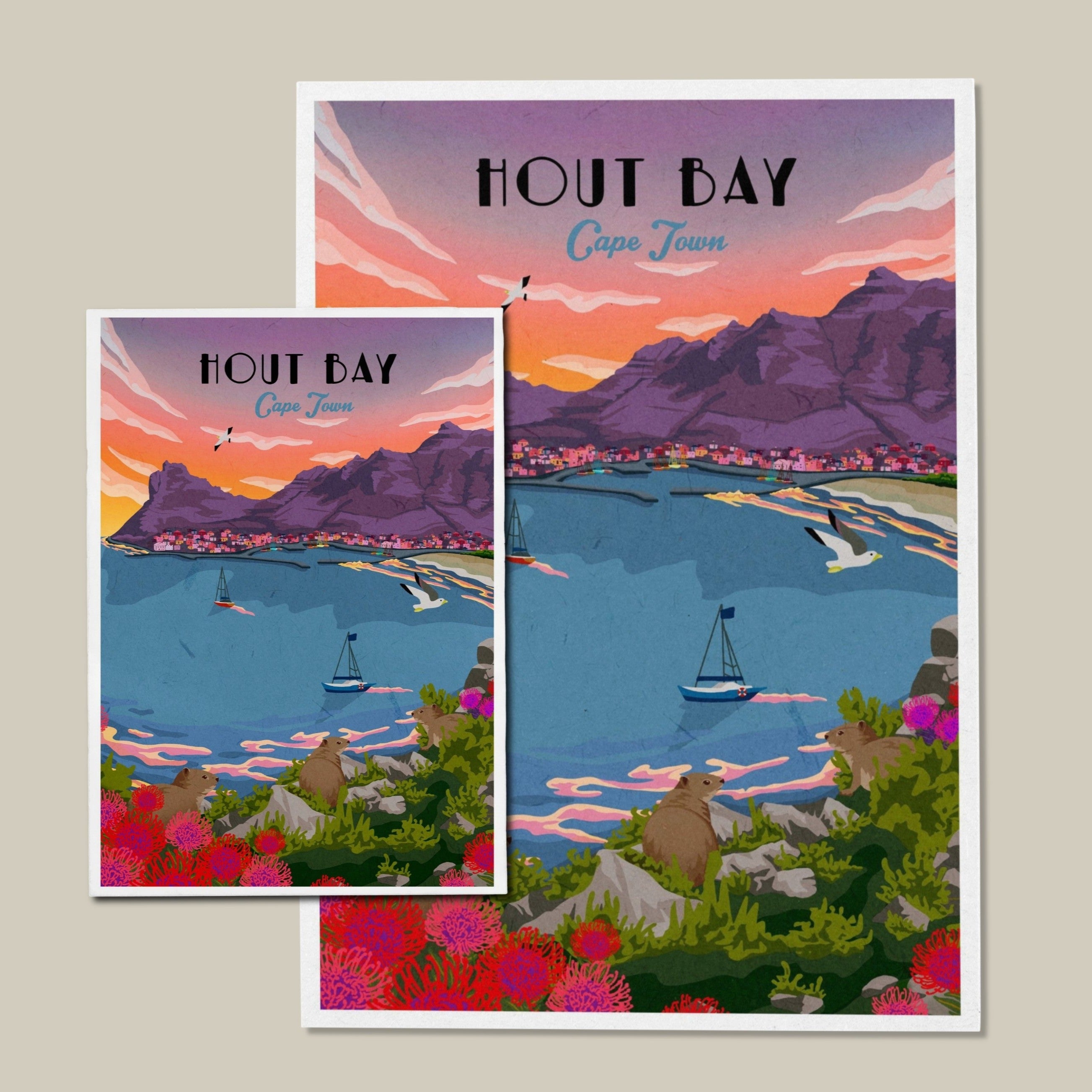 Hout Bay Travel Posters A4 and A3 size wall art