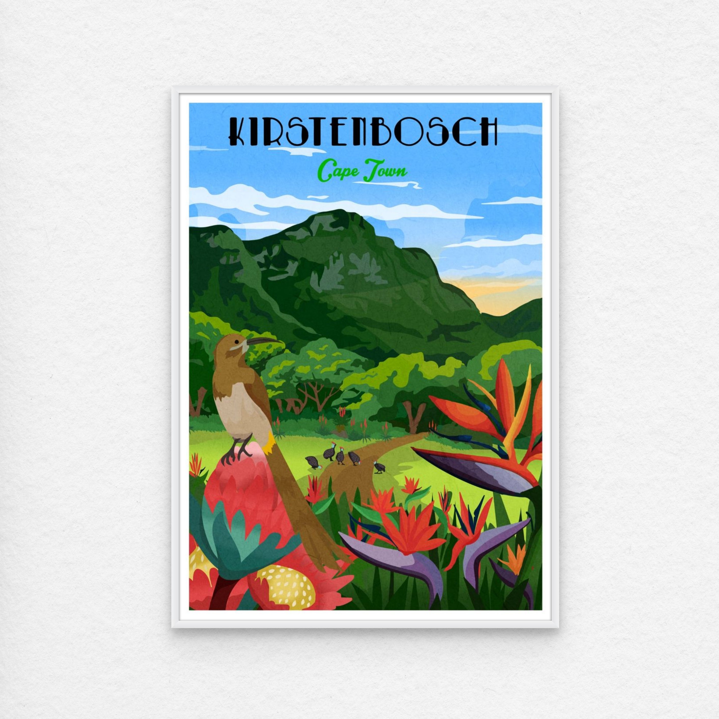 Kirstenbosch Botanical Garden travel poster white frame