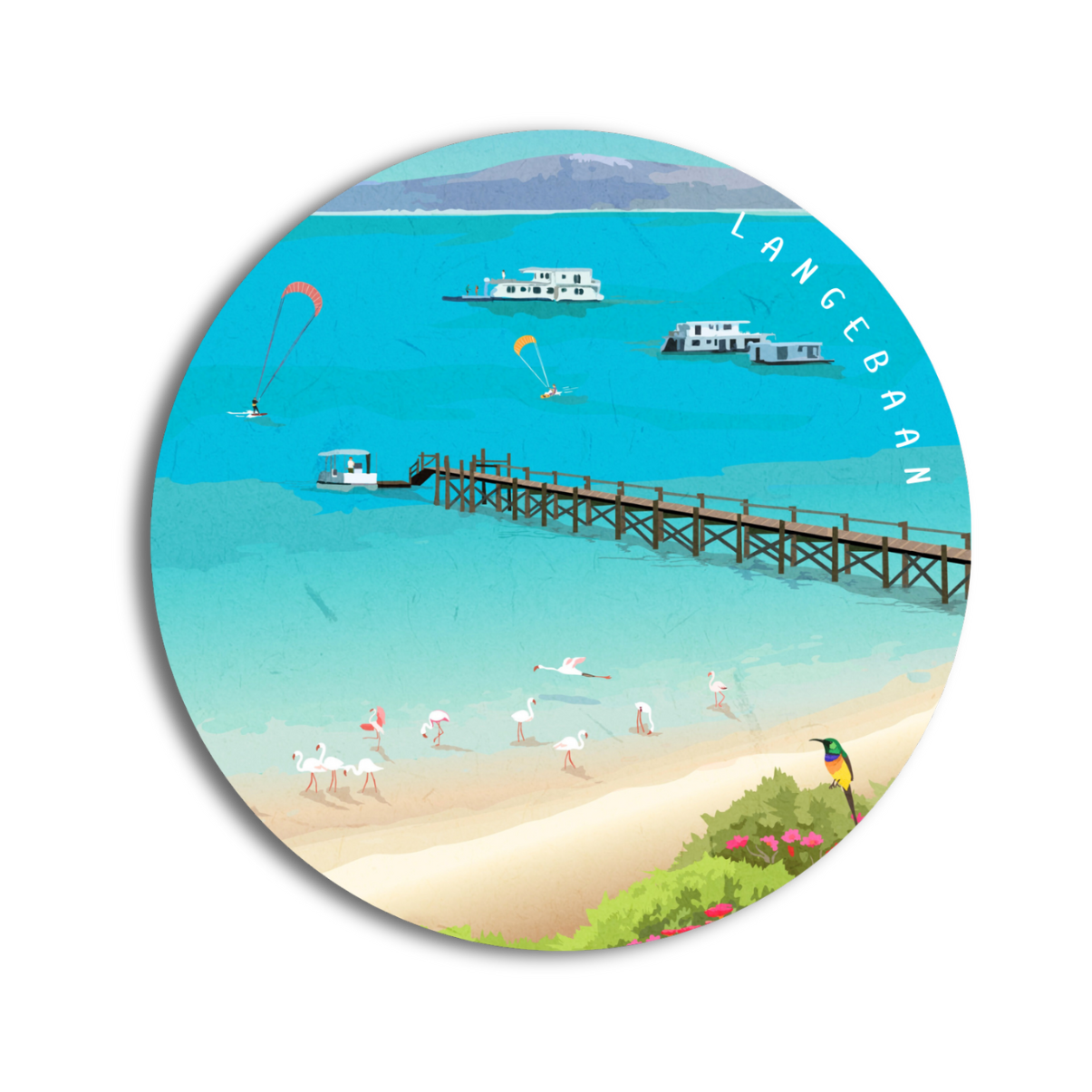 Langebaan Artwork Premium Wooden coaster