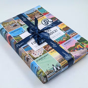 Beautiful Roam gift wrapping paper with images of South African artwork, perfect for all occasions including Christmas and birthdays
