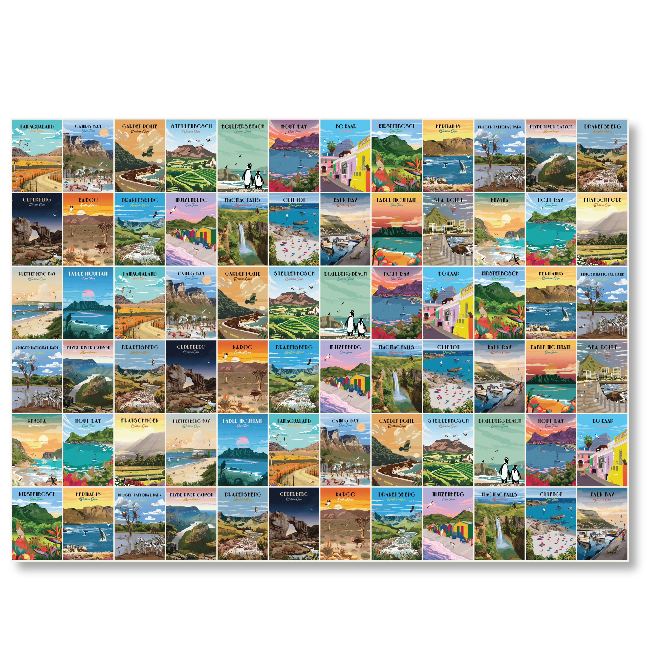 Beautiful Roam gift wrapping paper with images of South African artwork, perfect for all occasions including Christmas and birthdays