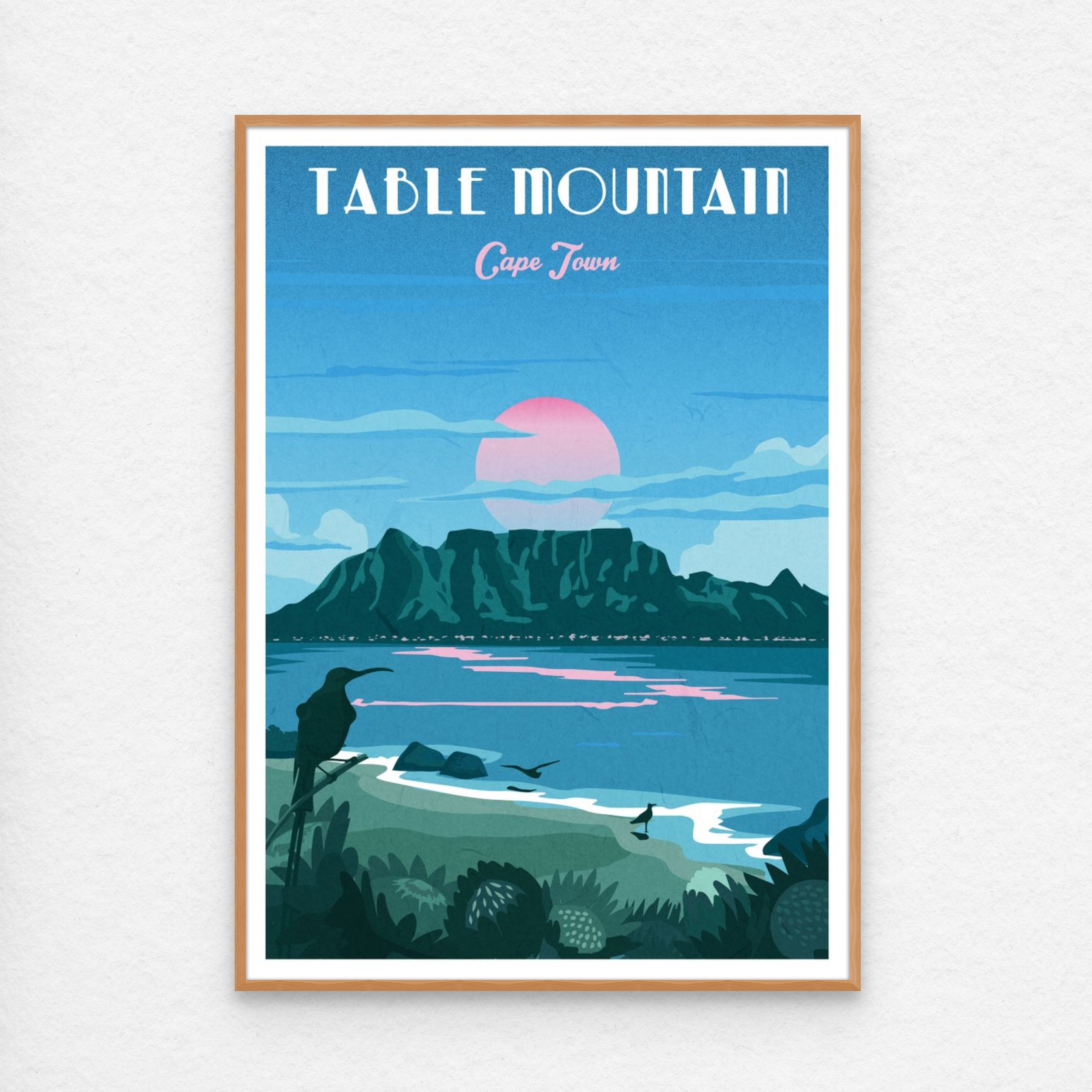 Table Mountain Poster with Kiaat frame