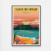 Table Mountain travel poster with black frame