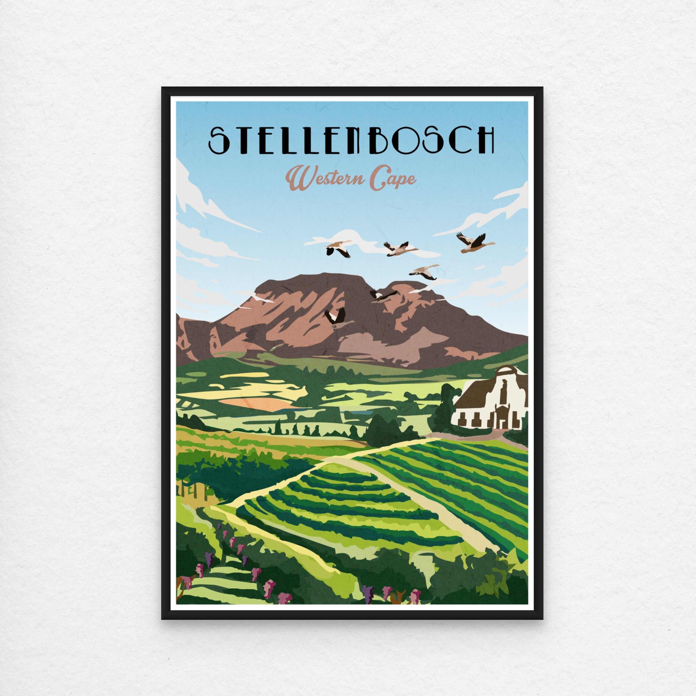 Stellenbosch poster black frame