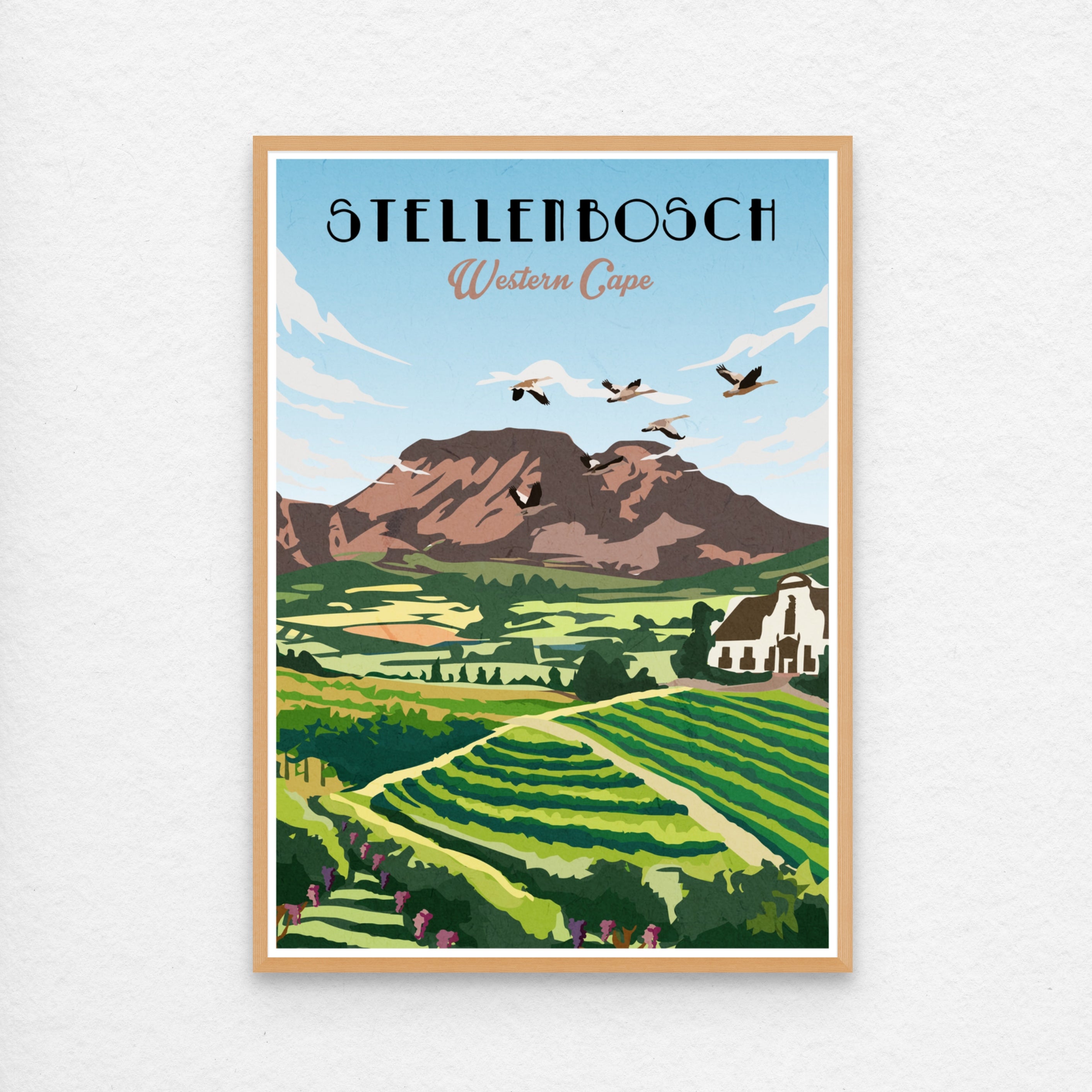 stellenbosch poster art kiaat frame