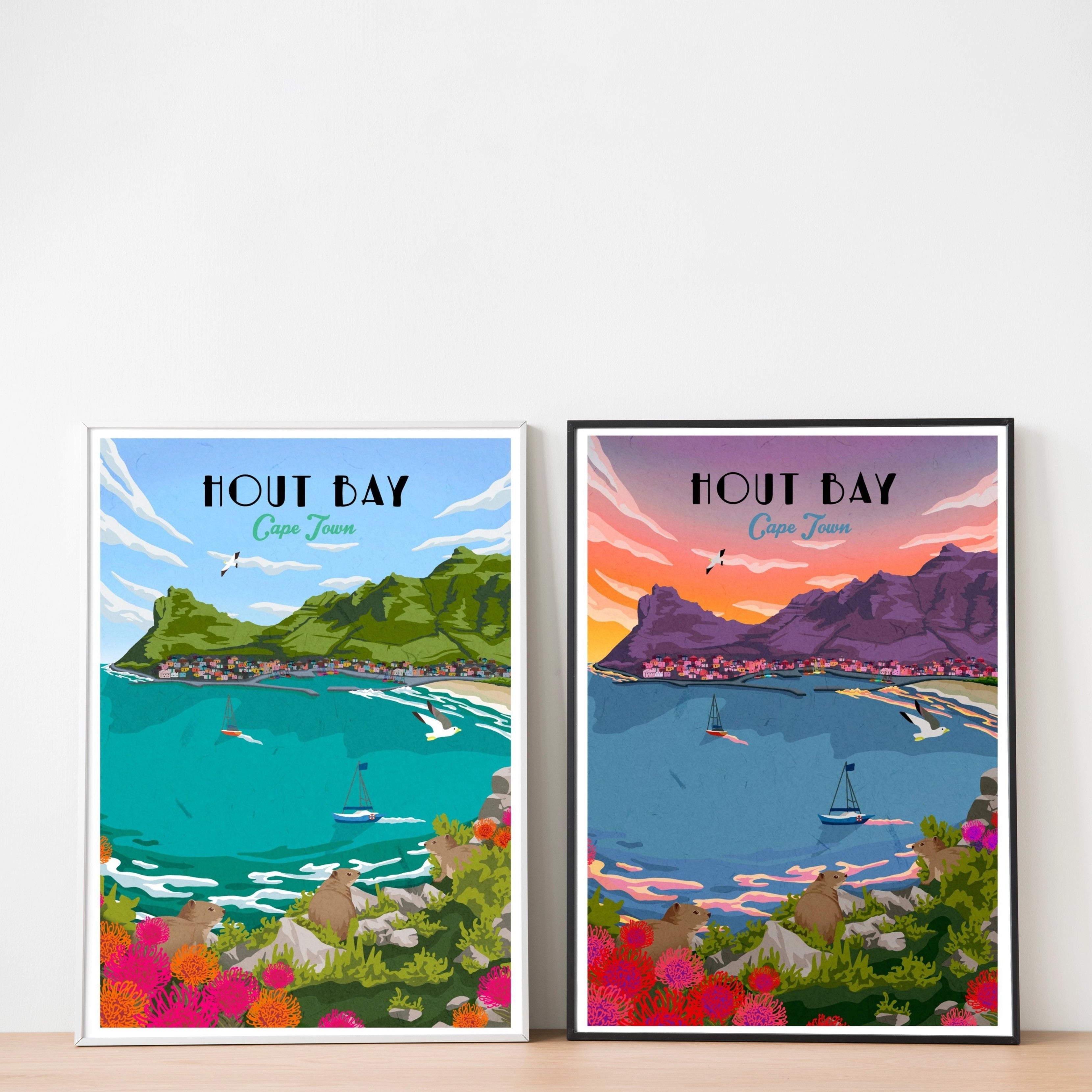 Framed hout bay travel posters