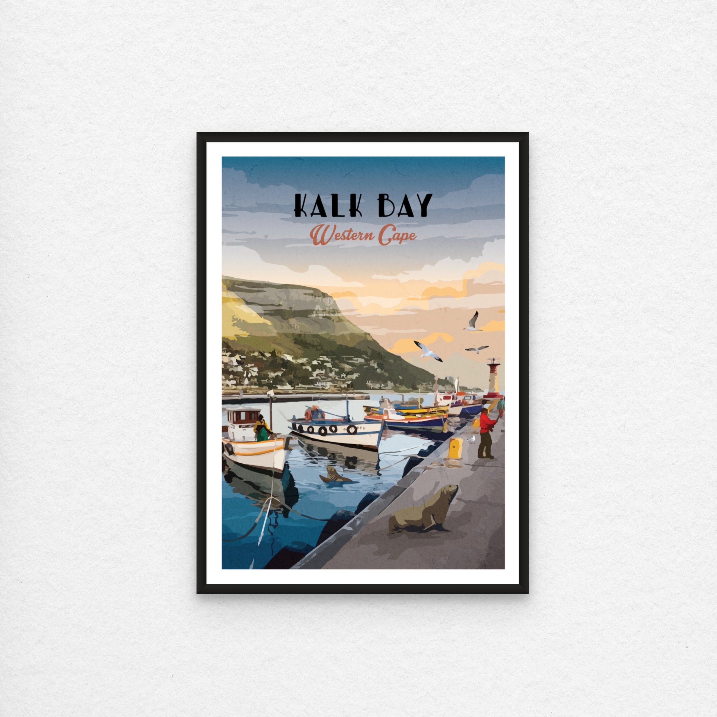 Kalk Bay travel poster with black frame