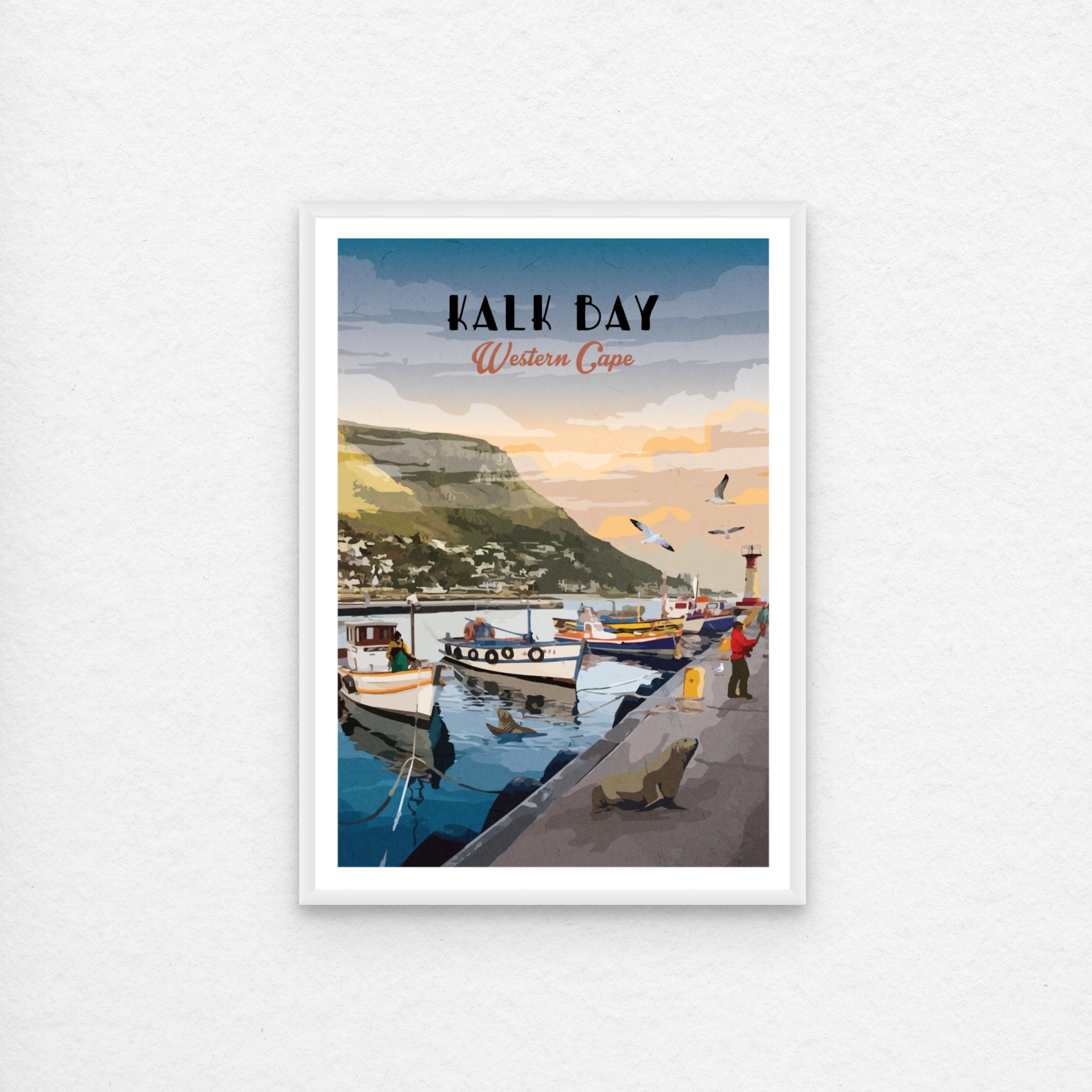 Kalk Bay travel poster with white frame