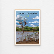 Kruger national park poster with natural wood frame