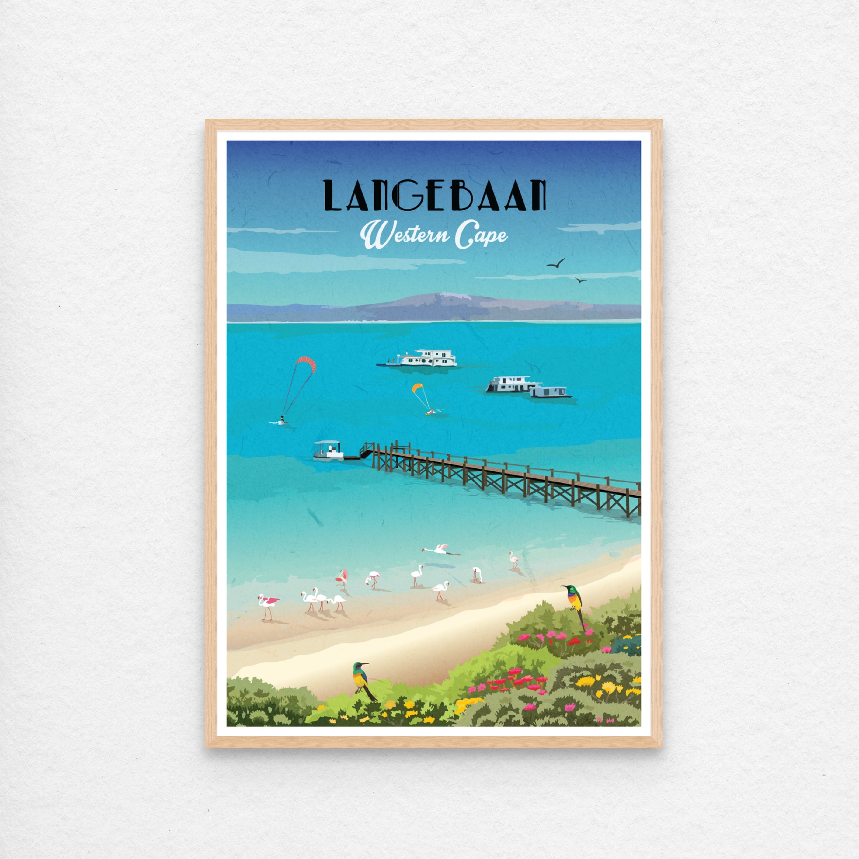 langebaan poster print with wood frame
