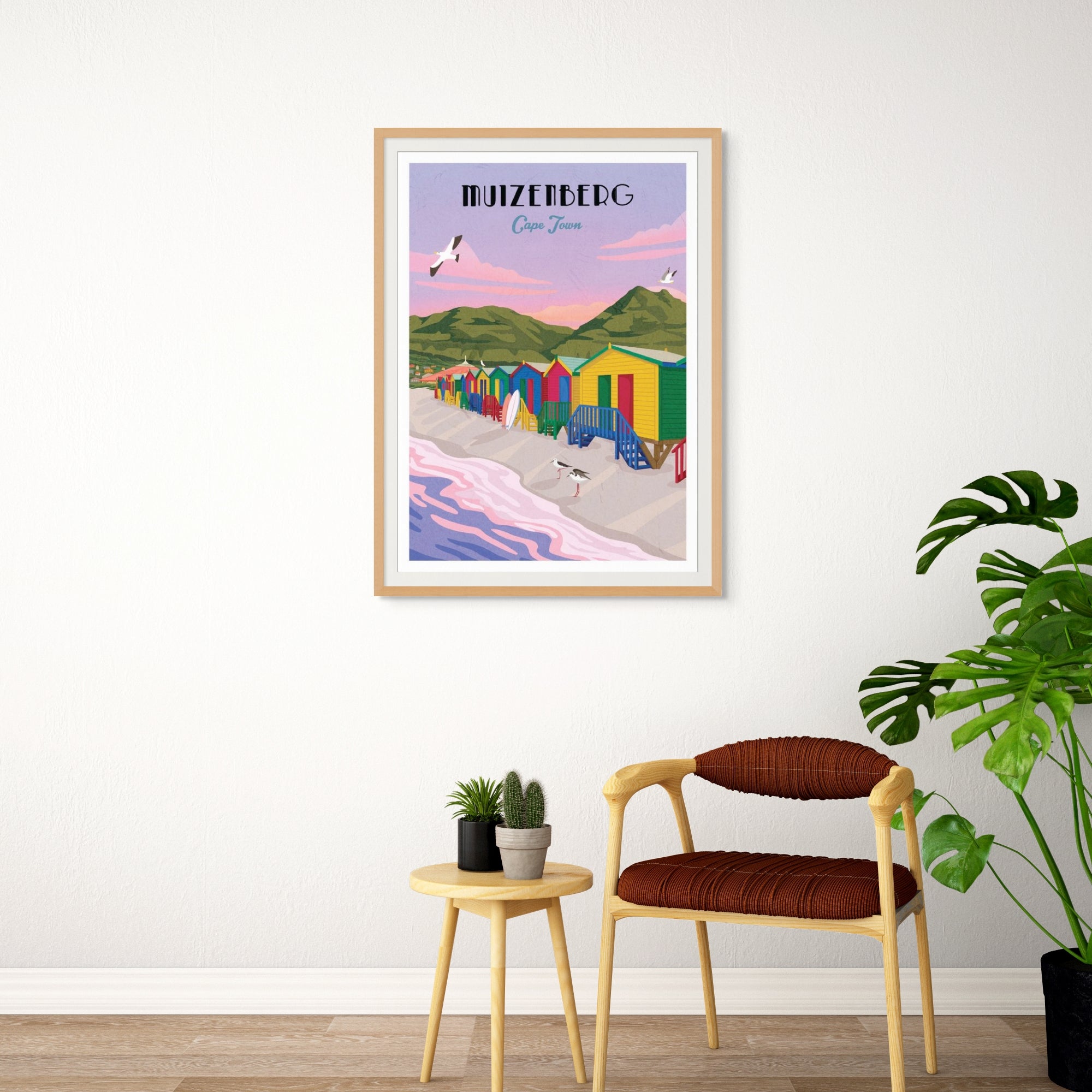 framed muizenberg travel poster
