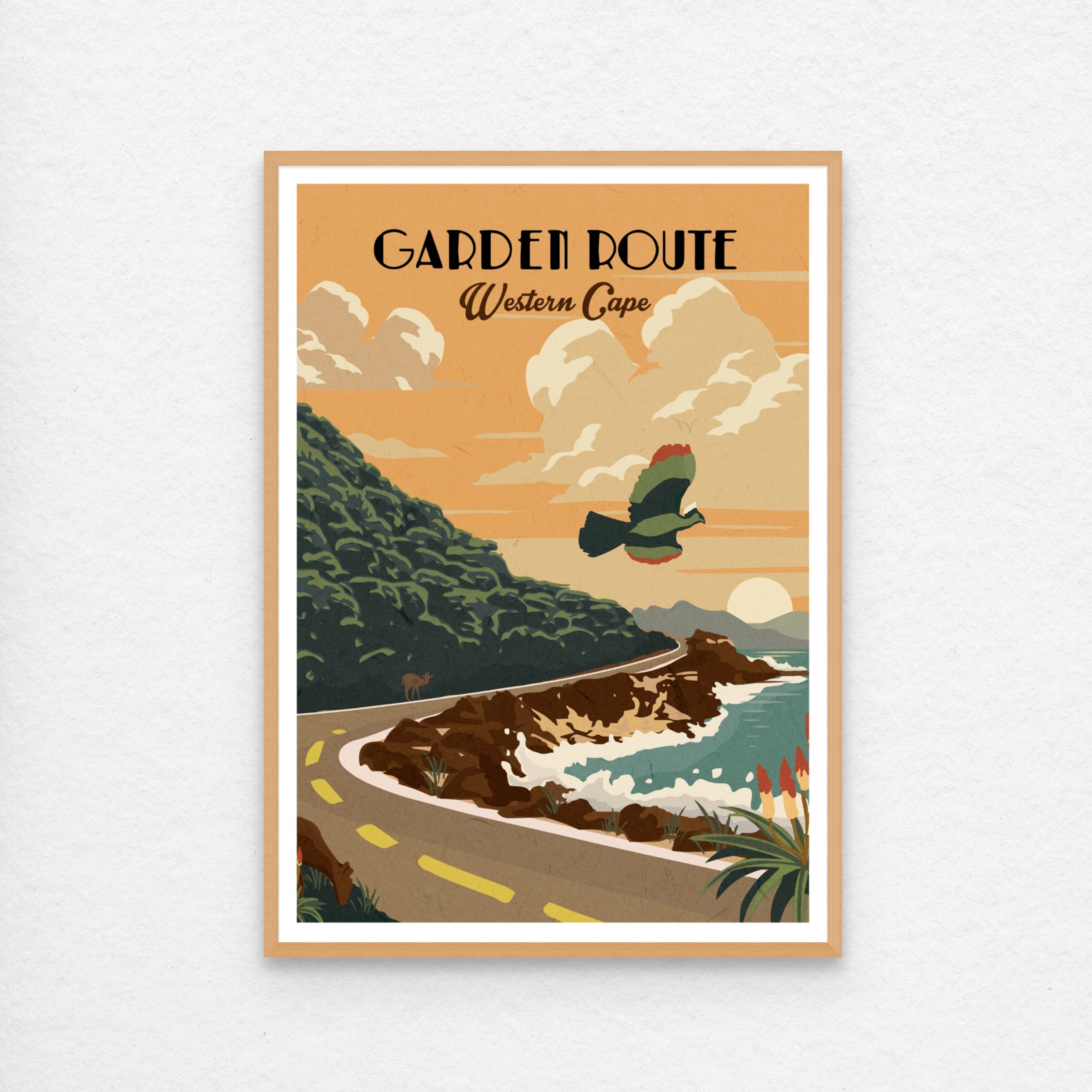 Garden route travel poster kiaat frame
