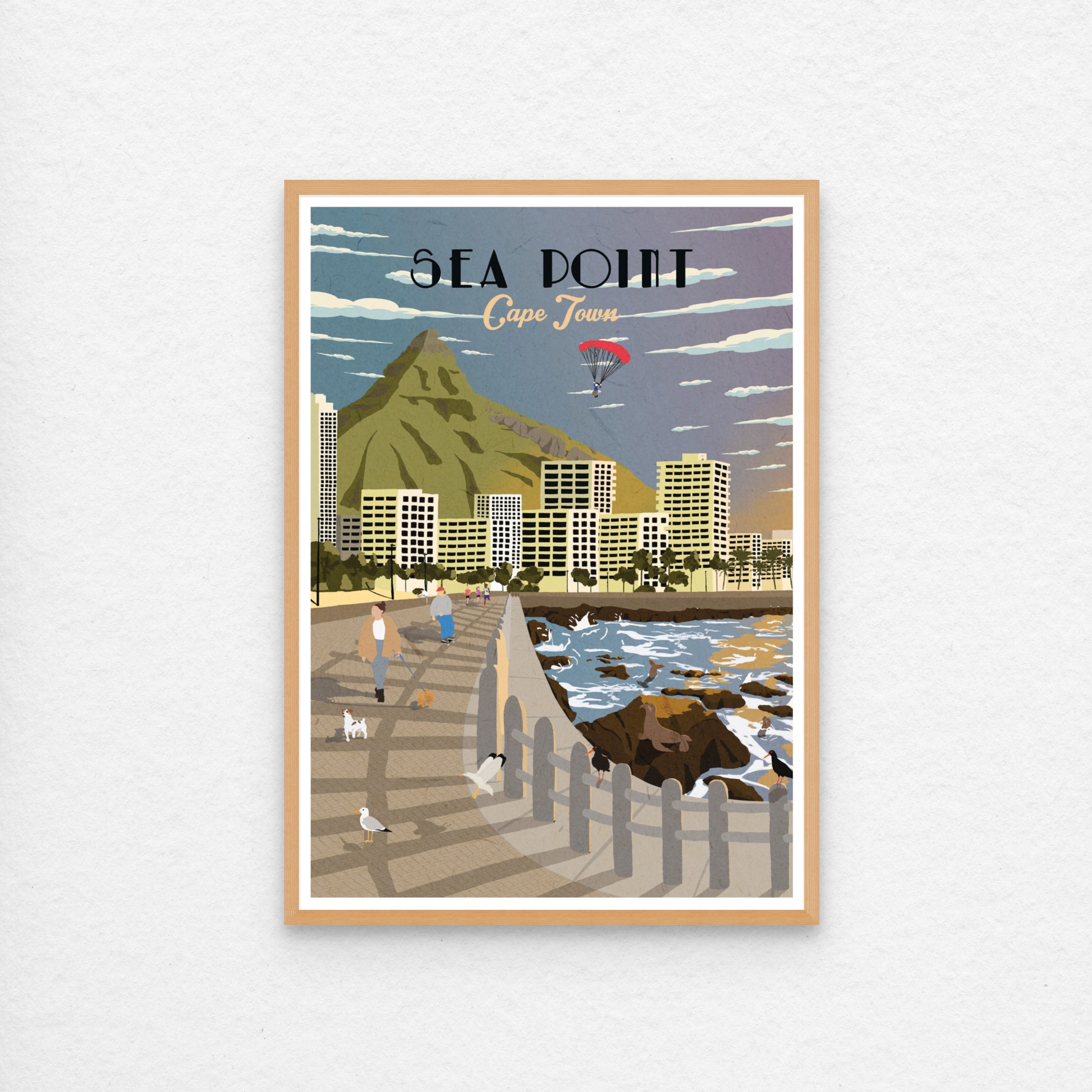 Sea Point travel poster kiaat frame