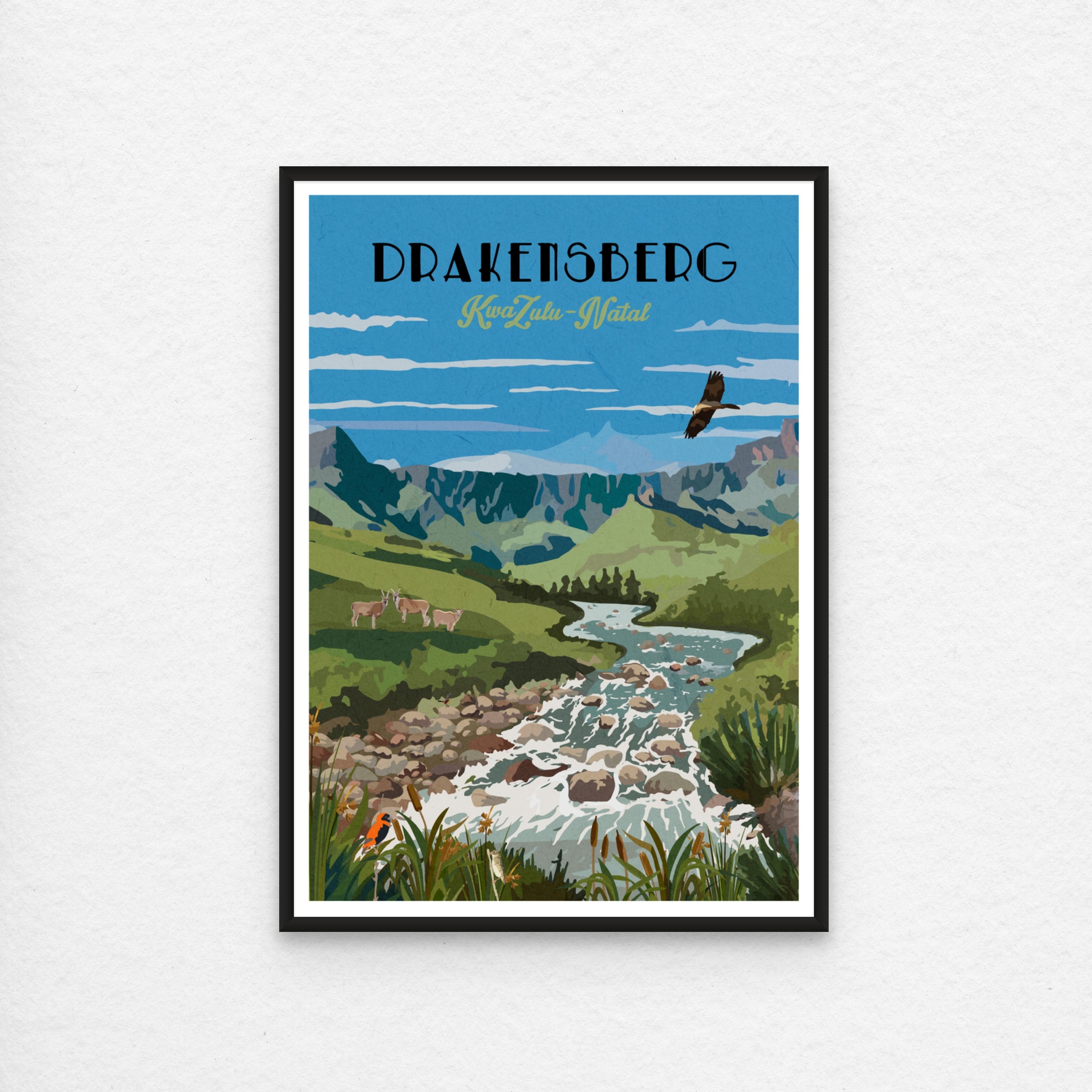 Drakensberg poster with black frame